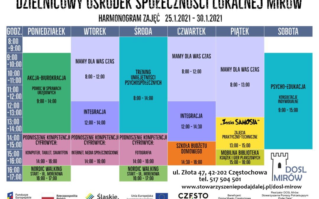 Harmonogram od 25 stycznia 2021